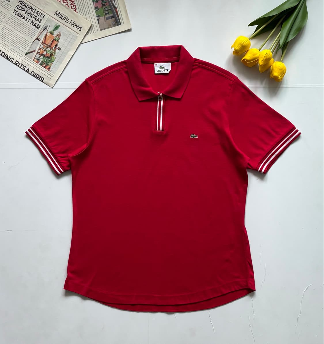 Lacoste 라코스테 피마코튼 레드 반팔티 상품이미지2