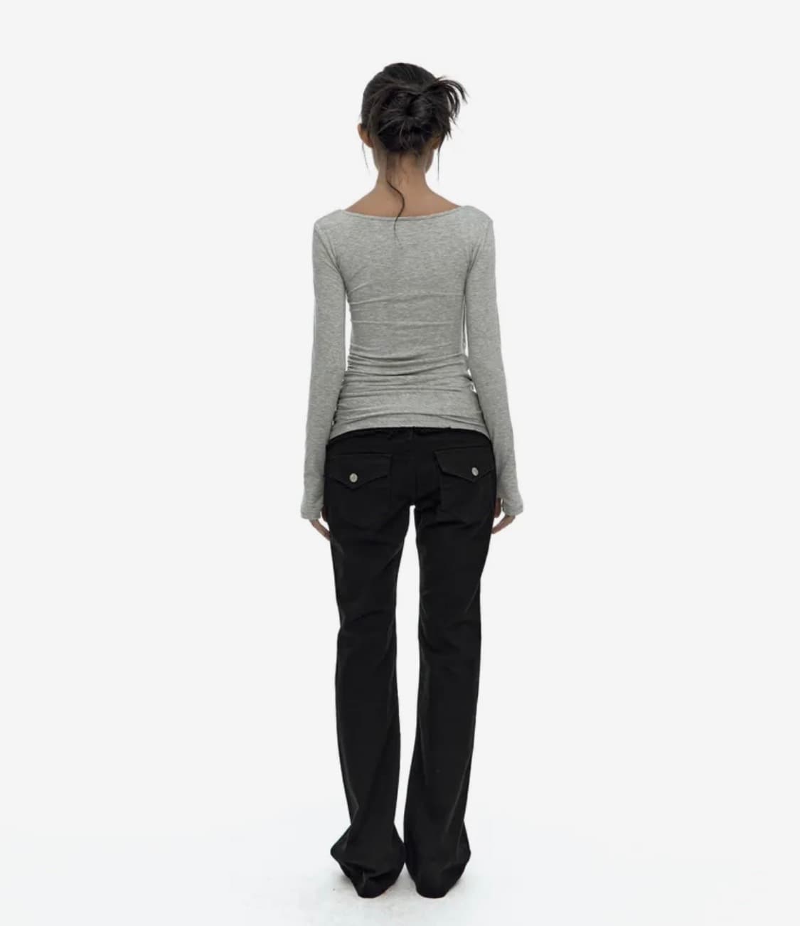 카시코 Drape Asymmetric Long Sleeve Gray 상품이미지4