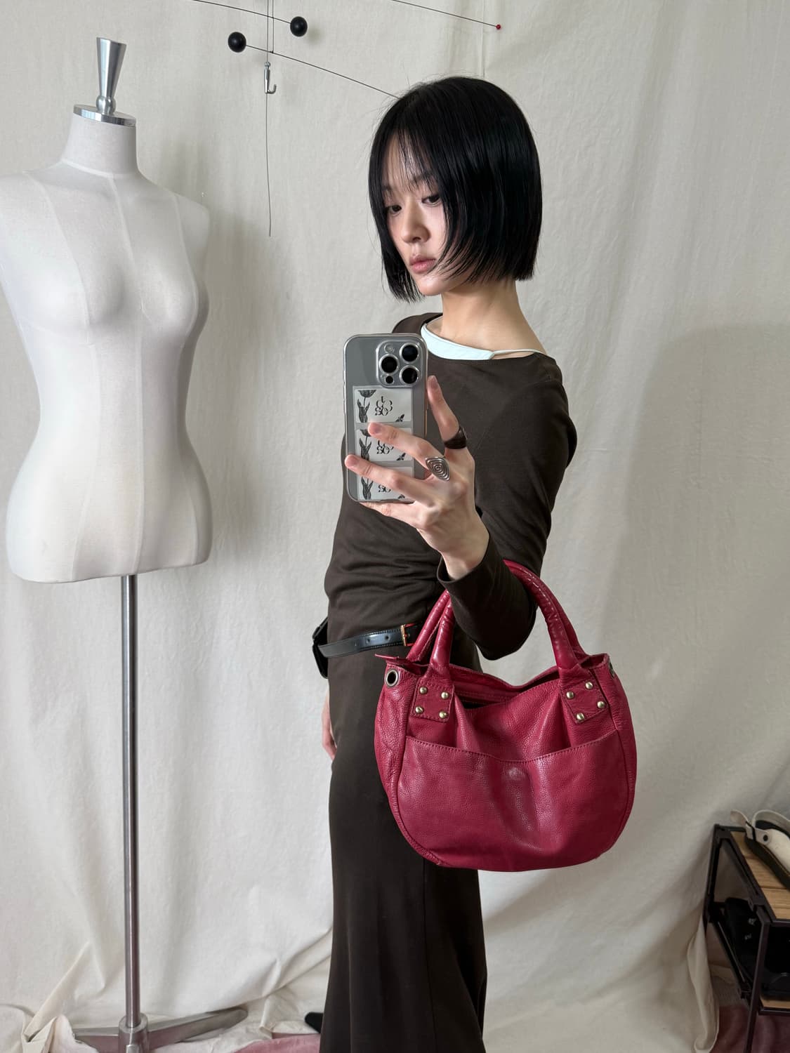 cours de couleur 소프트 레더 백 상품이미지2