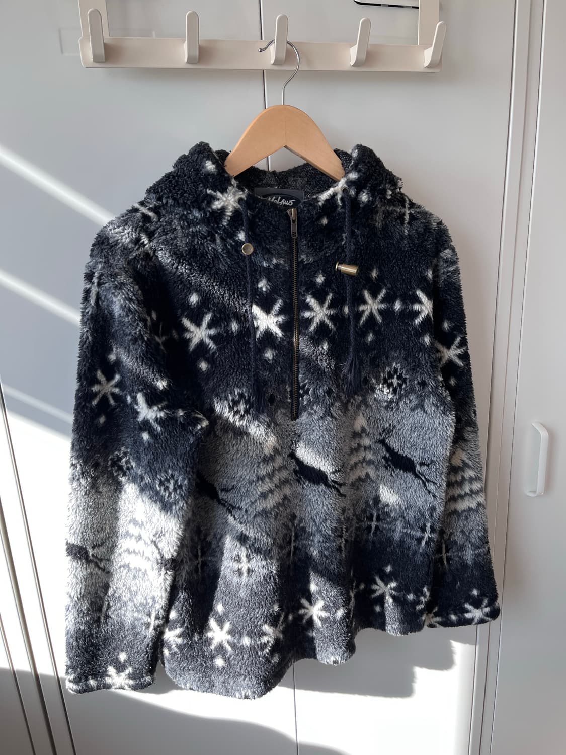 빈티지 겨울밤 풍경 눈꽃 후리스 집업  상품이미지8