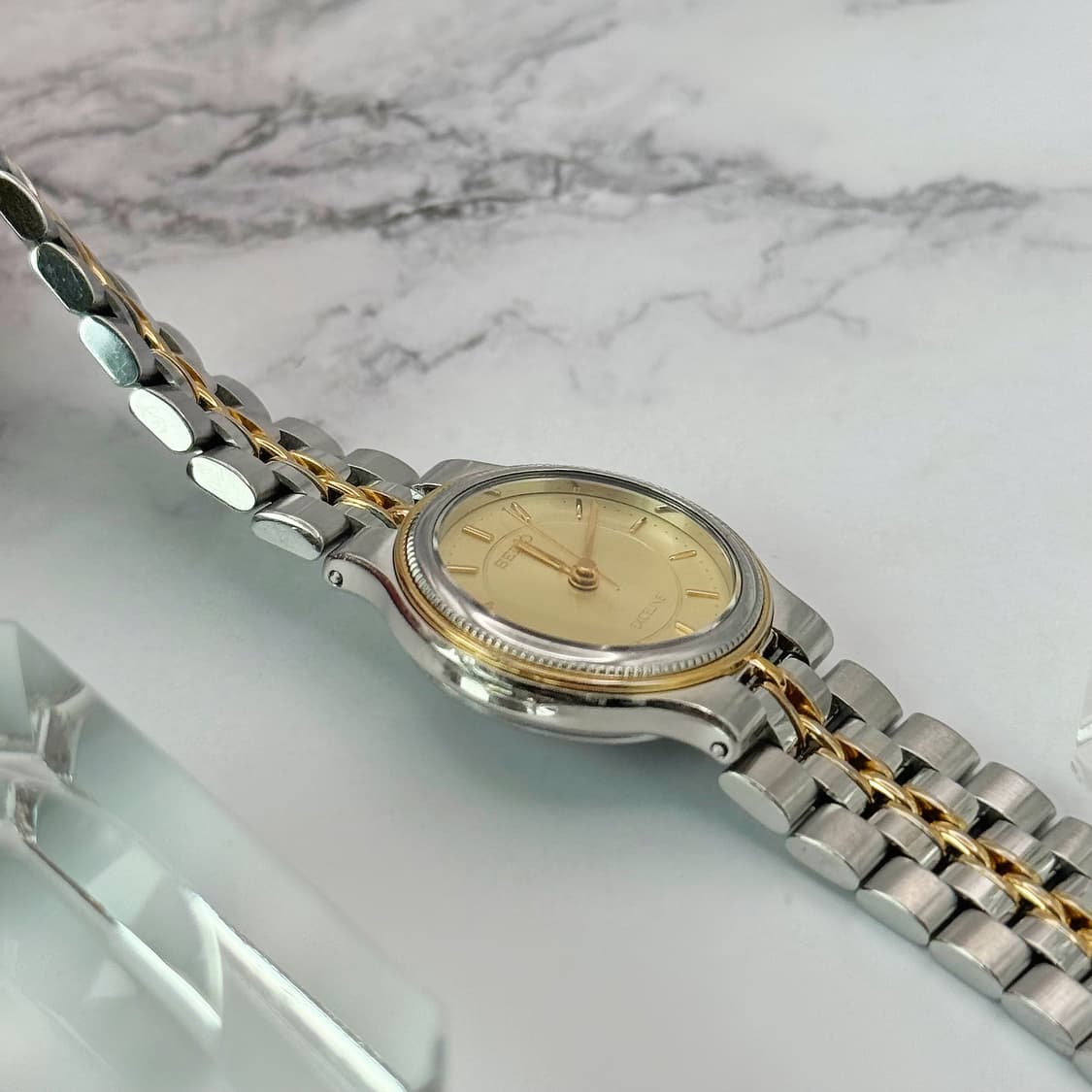 90s00s 빈티지 세이코 엑설린 투톤 콤비 드레스 워치 상품이미지4