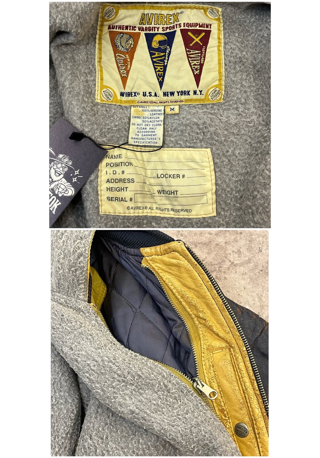 아비렉스 90s 인디언 가죽 헤비 자켓 네이비 M #csz1763  상품이미지7