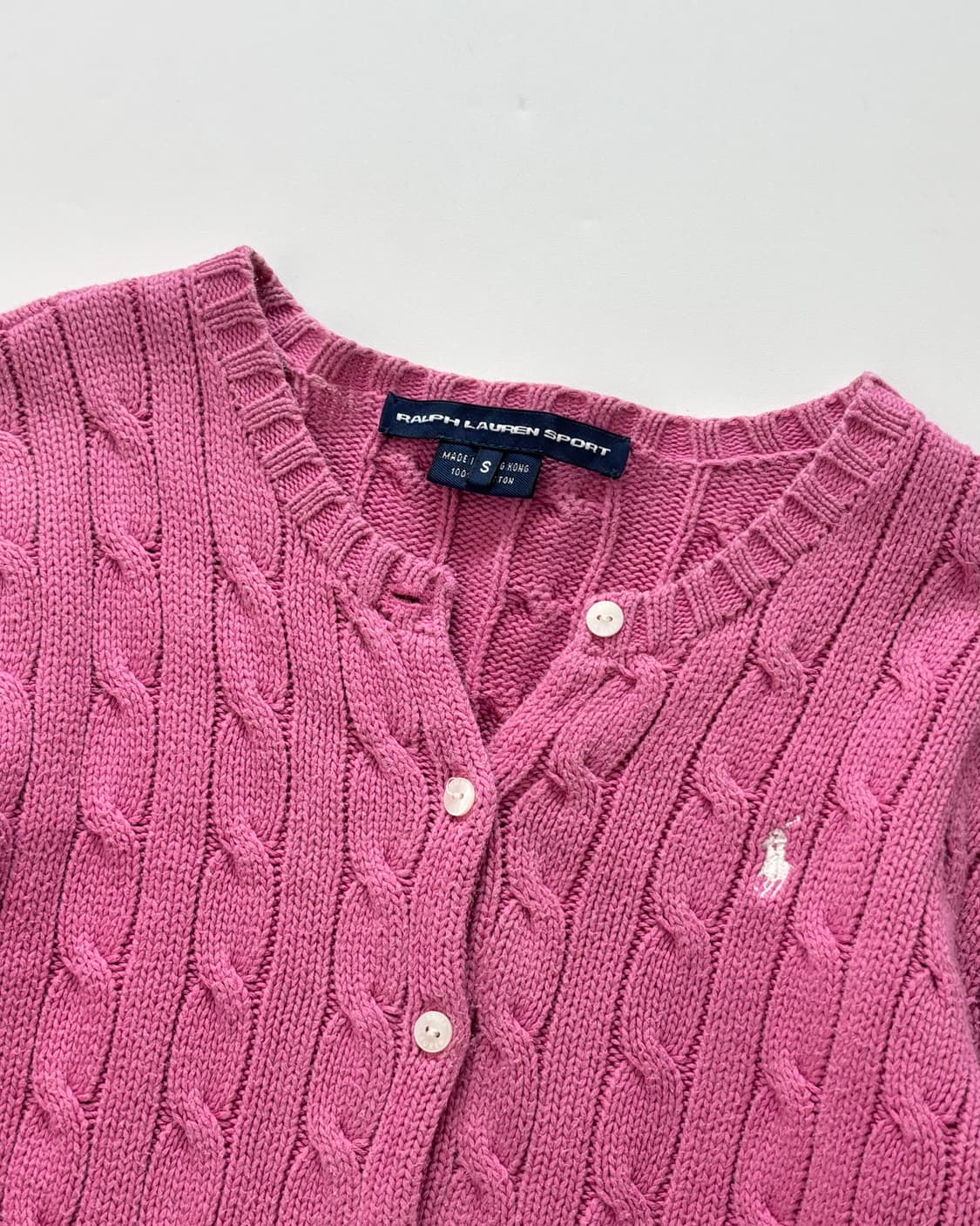 Polo 랄프로렌 코튼 베이비핑크 케이블 가디건 상품이미지4