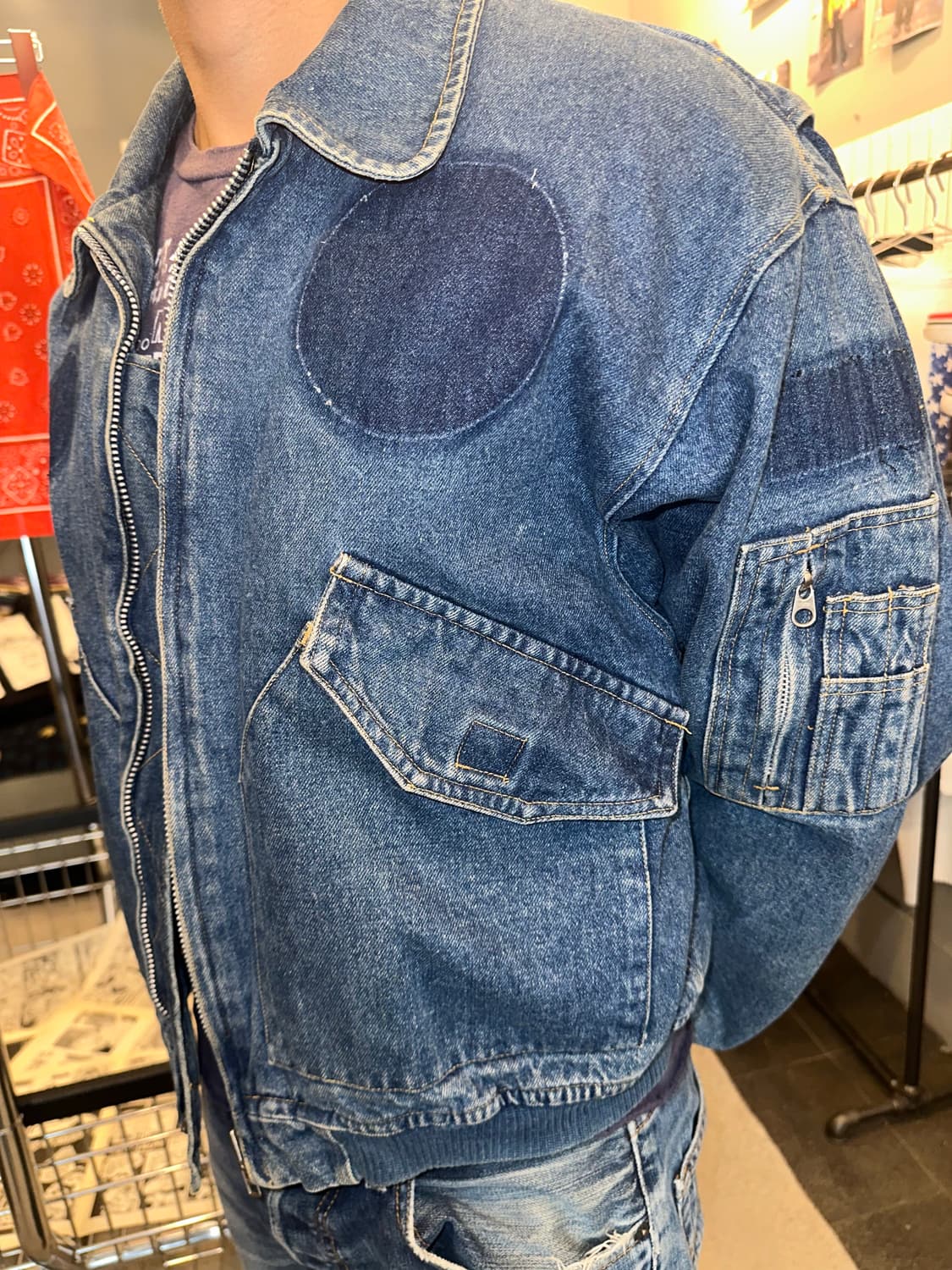 90’s Japanese patch denim flight jacket 상품이미지6