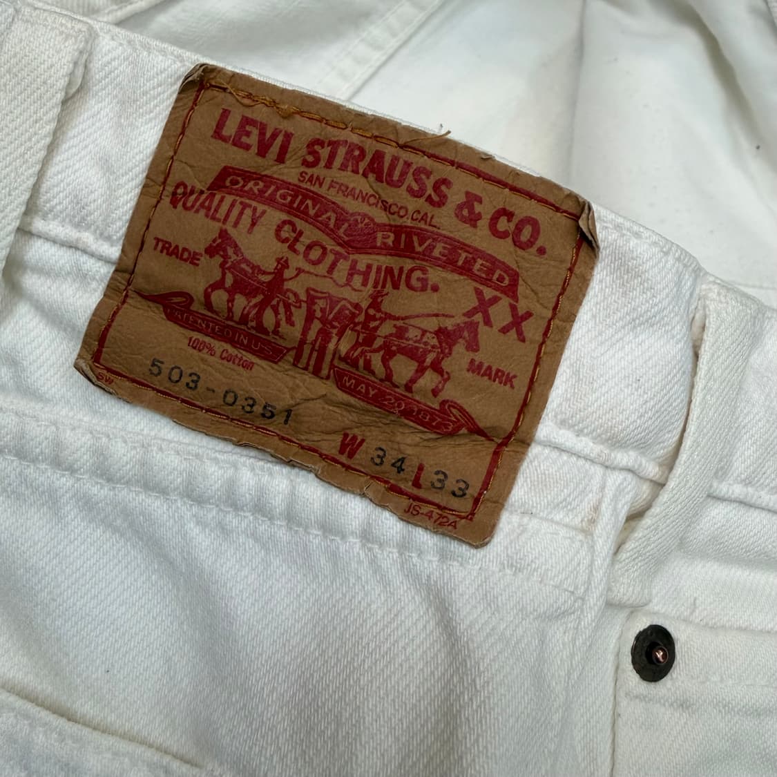 90s levis 503 - 0351 리바이스 화이트 데님  상품이미지3