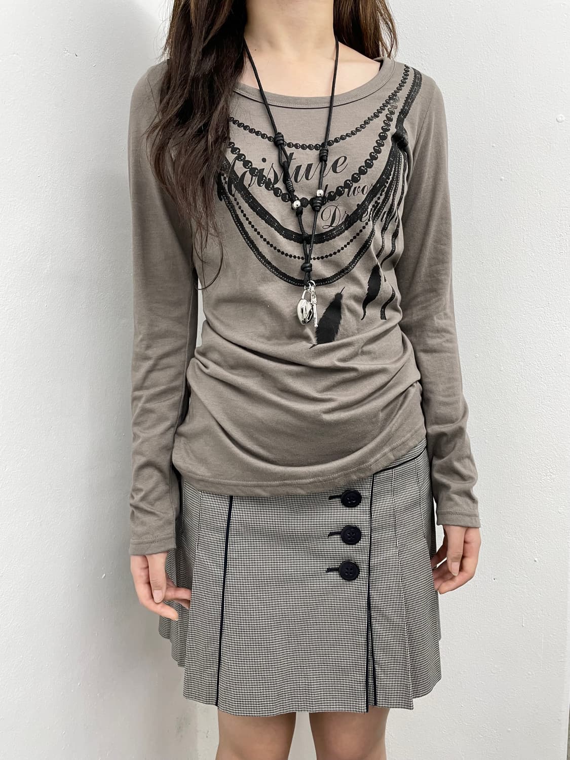 y2k 카키 네크리스 슬리브 상품이미지5