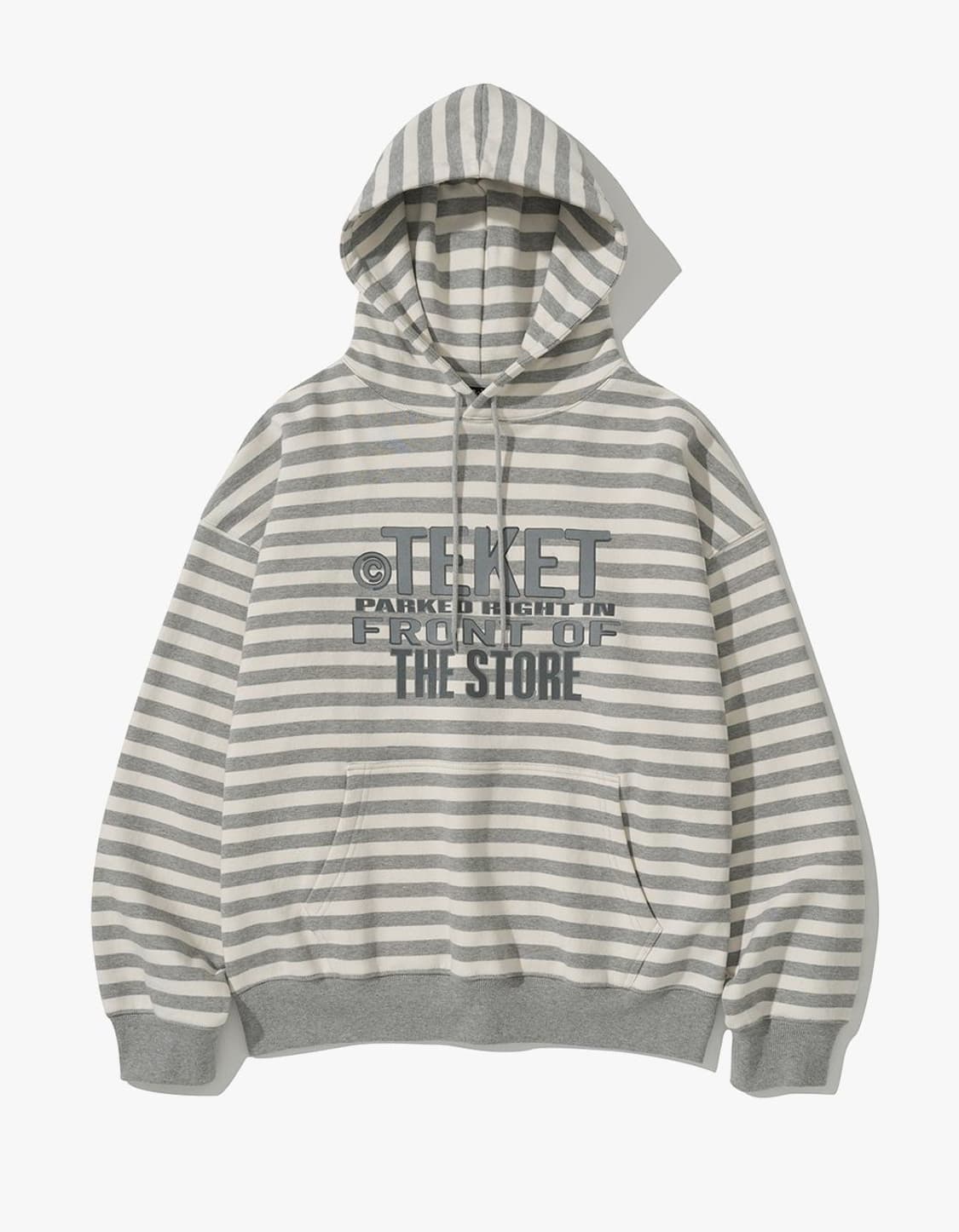 테켓 프론트 스트라이프 후디 멜란지 그레이 상품이미지1