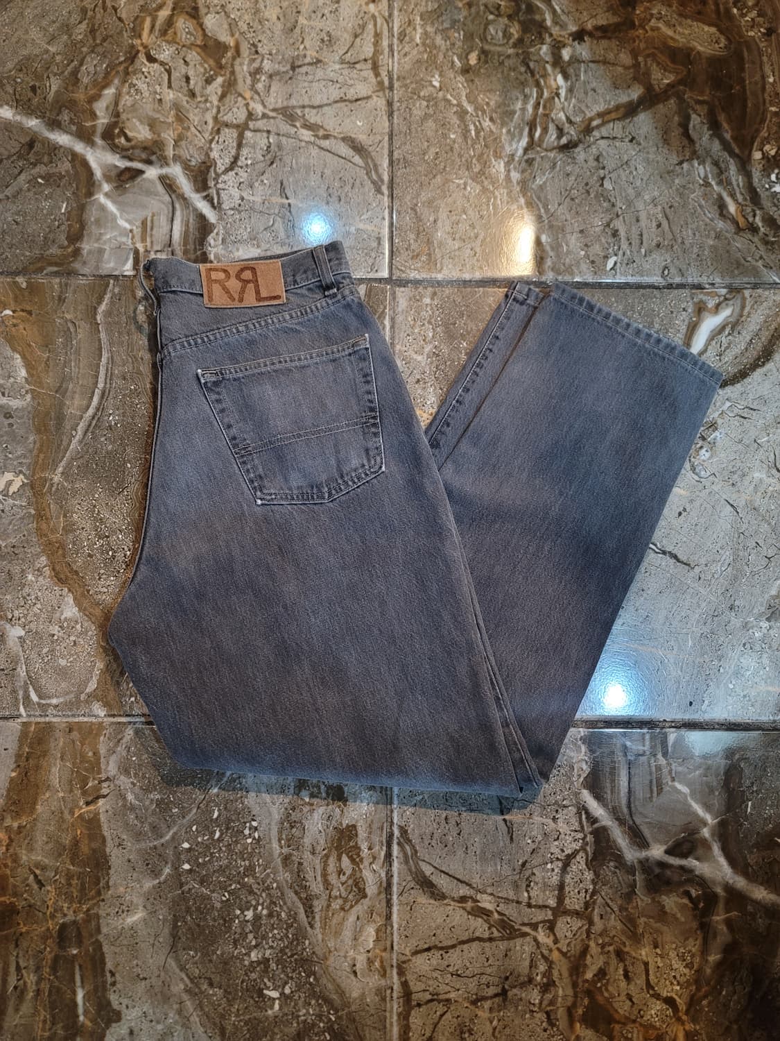 더블알엘 다크그레이 와이드 데님팬츠  상품이미지1