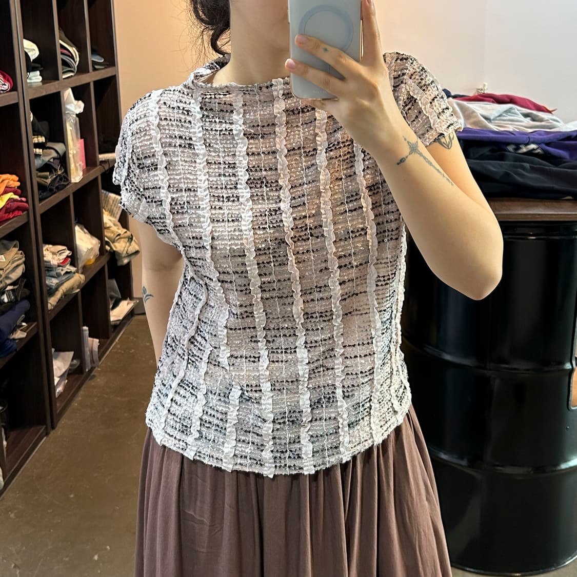 트위드 스팽글 디테일 탑 상품이미지7