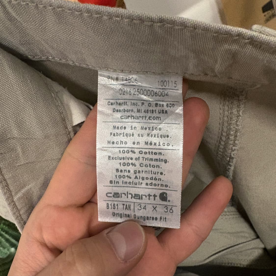 칼하트 오리지널 멕시코 생산 코튼트윌 워크 카펜터 팬츠 아이보리 N380 상품이미지9