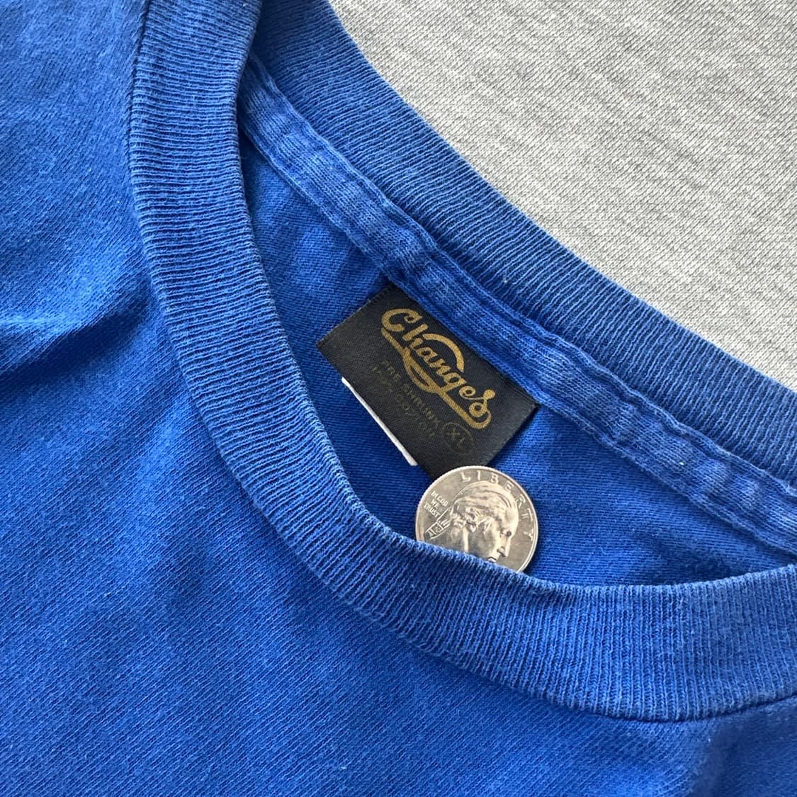 90년대 빈티지 체인지스 슈퍼맨 로고 티셔츠 XL, 블루, 싱글스티치 상품이미지3