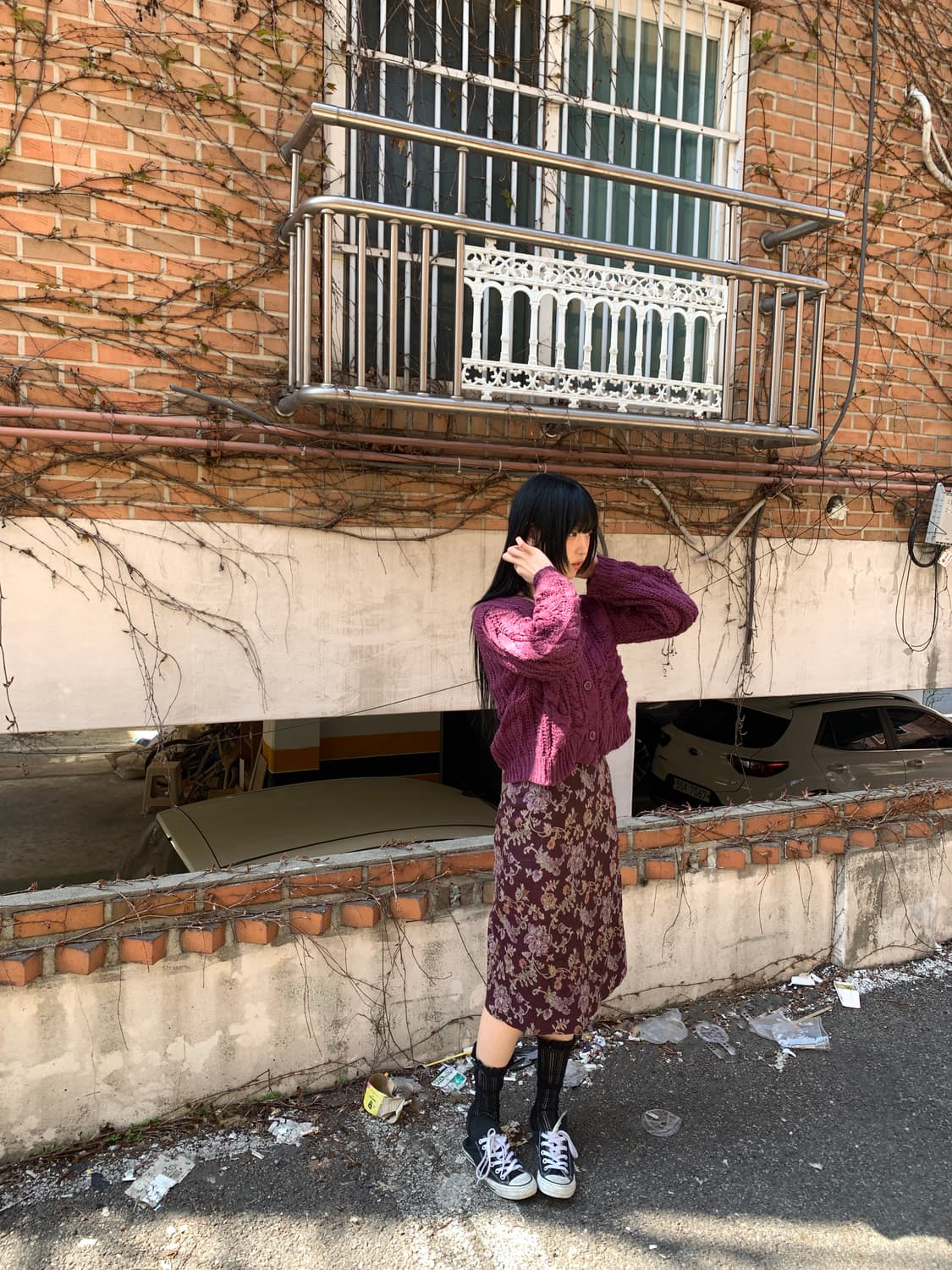 Twist knit cardigan(violet) 상품이미지7