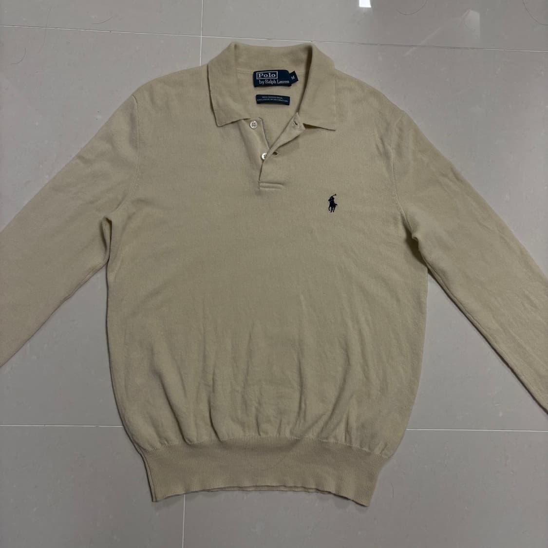 정품 폴로 랄프로렌 메리노 울 베이지 카라넥 니트 스웨터 상품이미지3