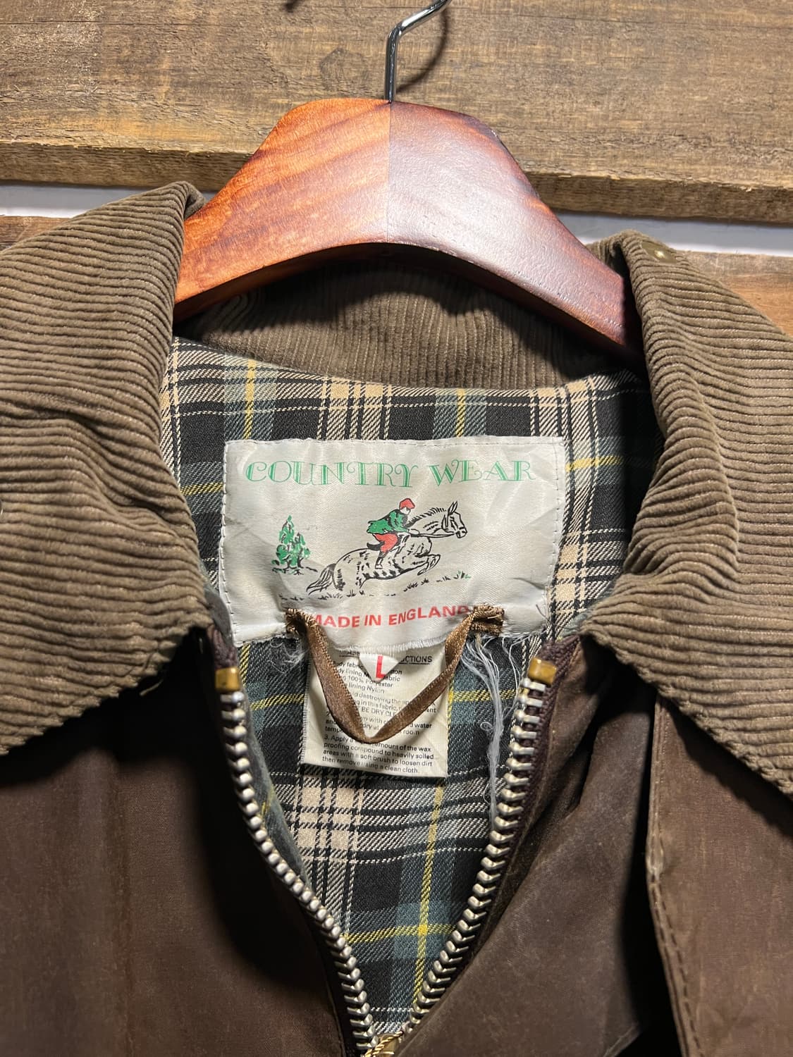 [L]Country Wear 영국제 체크 라이닝 다크 브라운 왁스 자켓 상품이미지2