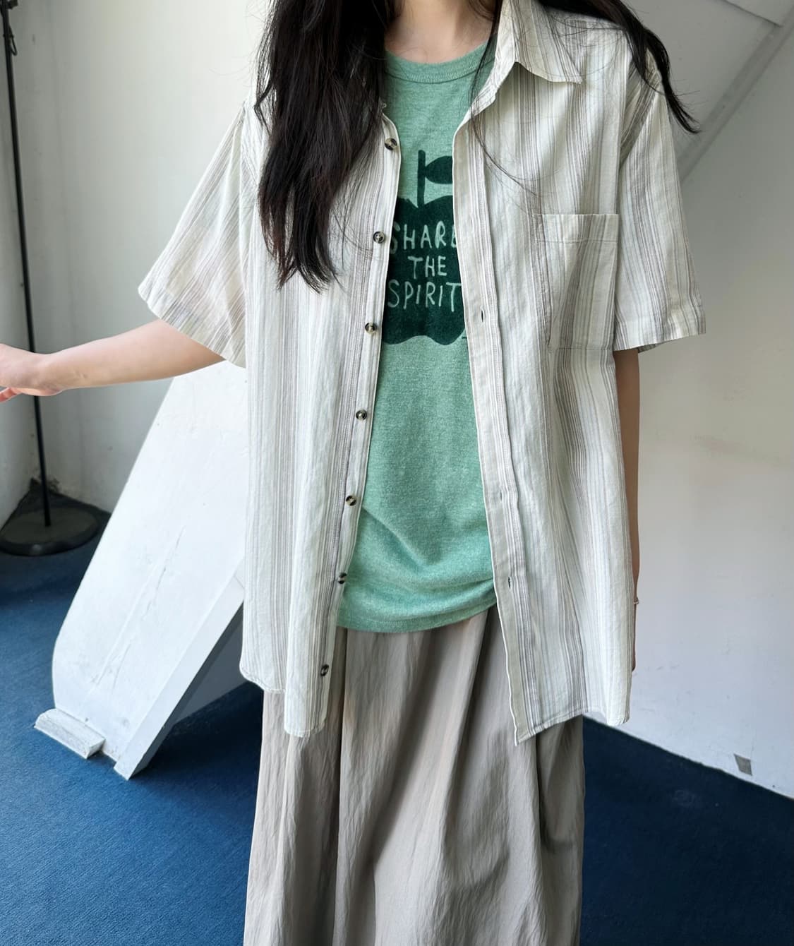 Light fabric natural check shirt 상품이미지7