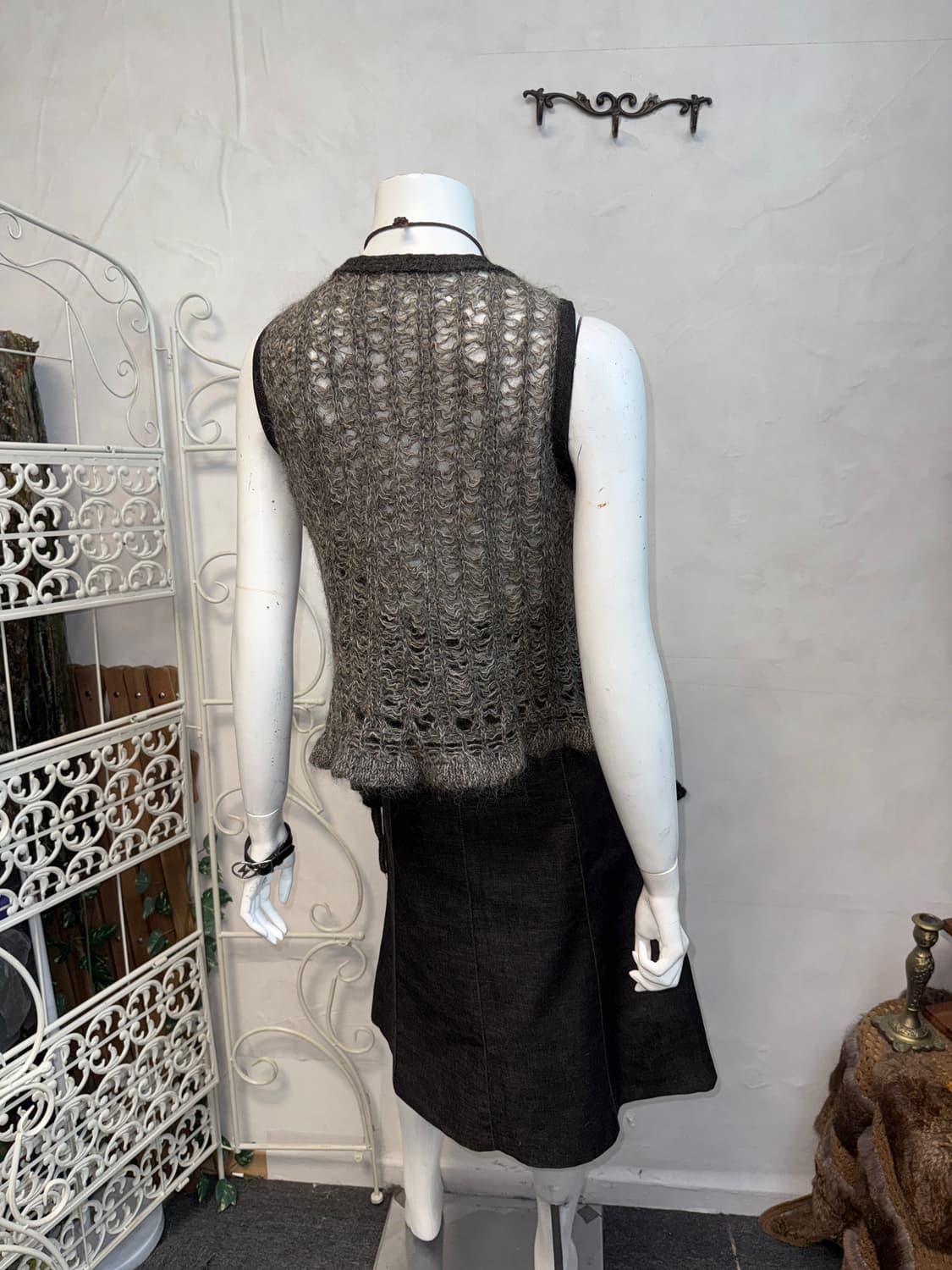 Gray grunge fairy mohair ruffle 슬리브리스 상품이미지6