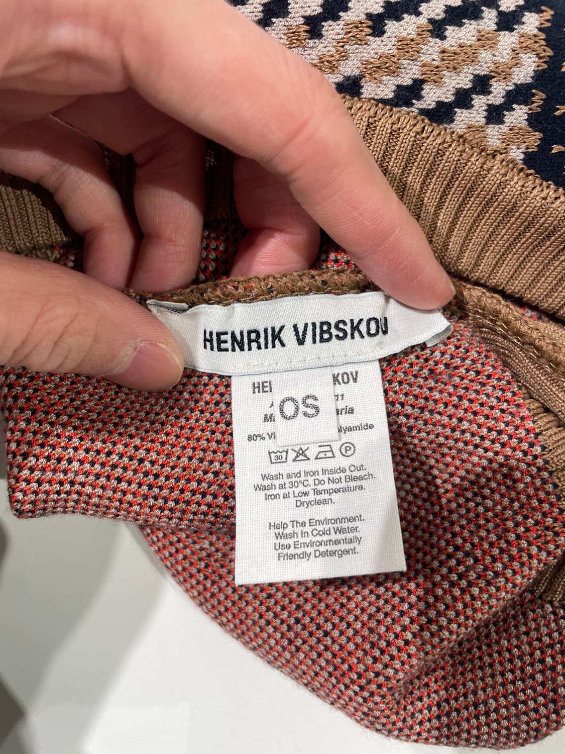 헨릭 빕스코브 브라운 체크 인타르시아 바라클라바 상품이미지7