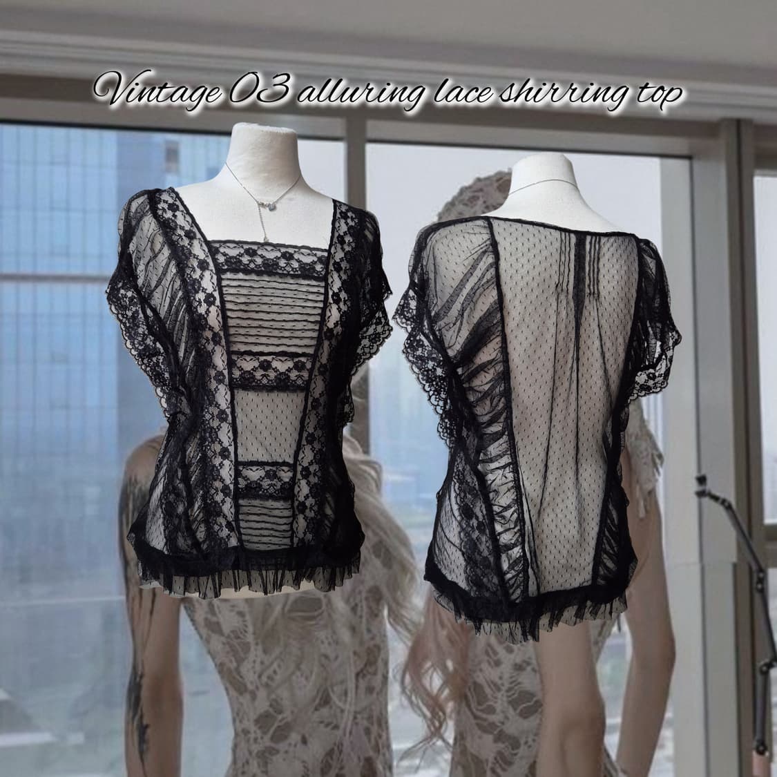 Vintage 03 alluring lace shirring top 상품이미지1