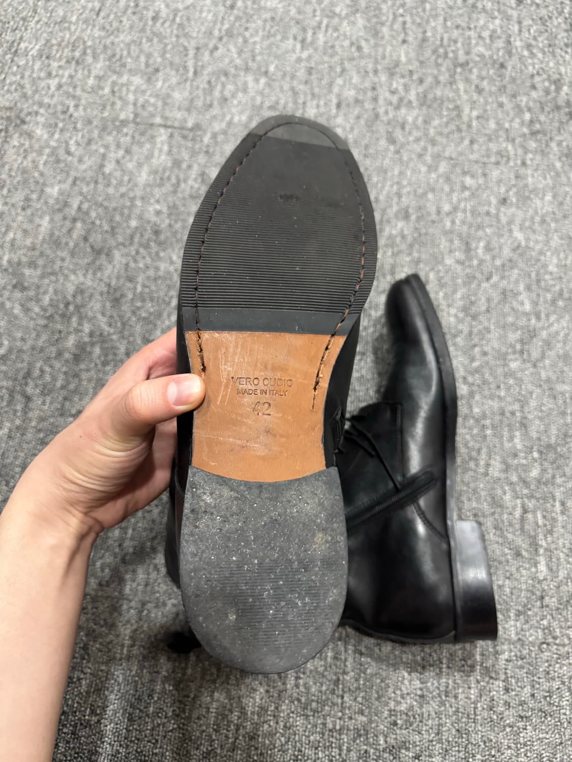 웨스턴 카우하이드 레이스업 컴뱃 블랙 부츠 42 상품이미지8