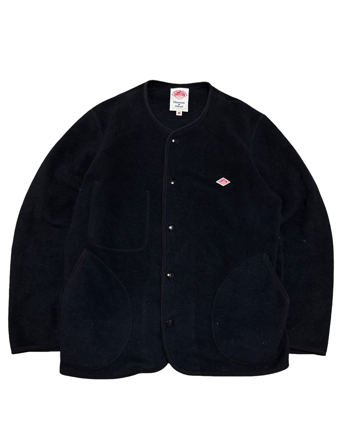 단톤 블랙 노카라 플리스 자켓 상품이미지1