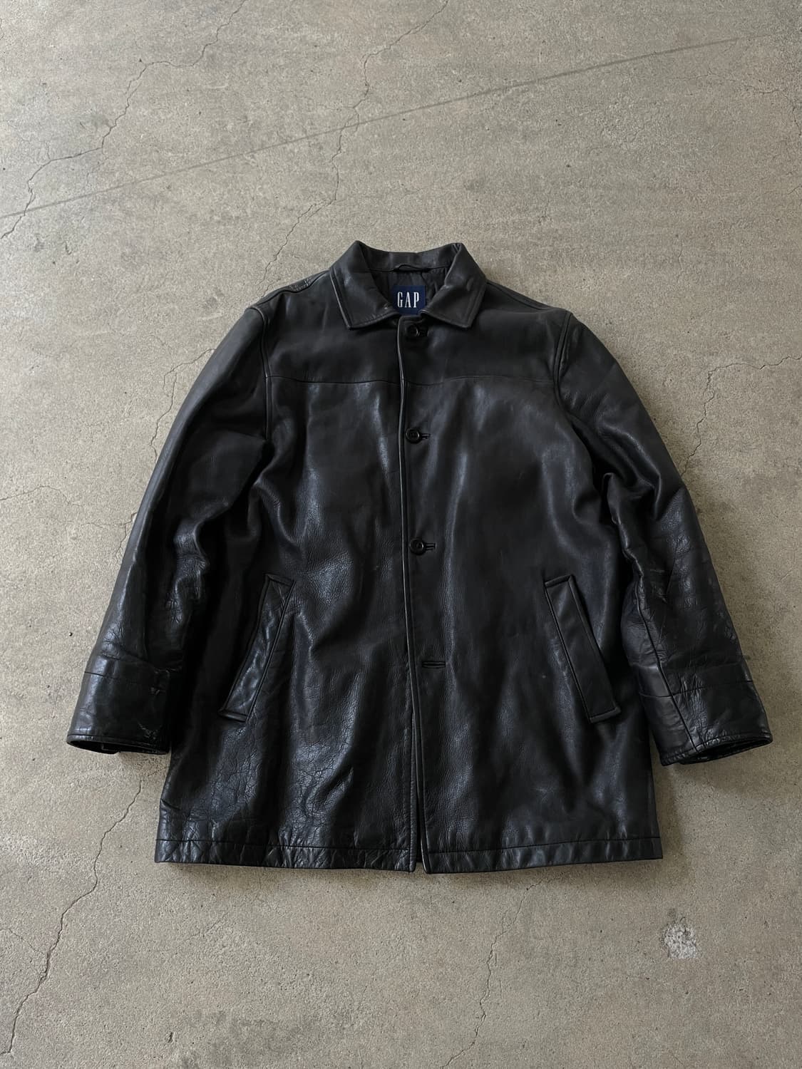 예약중)90s Old GAP Leather Car Coat 상품이미지2