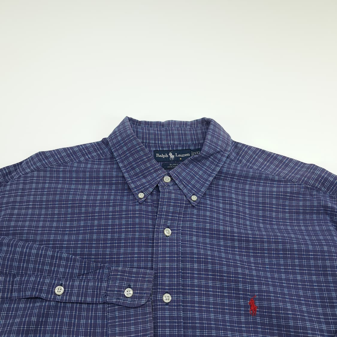 CN753 2XL 폴로 랄프로렌 네이비잉크 스몰타탄체크 긴팔 셔츠 남방 상품이미지3