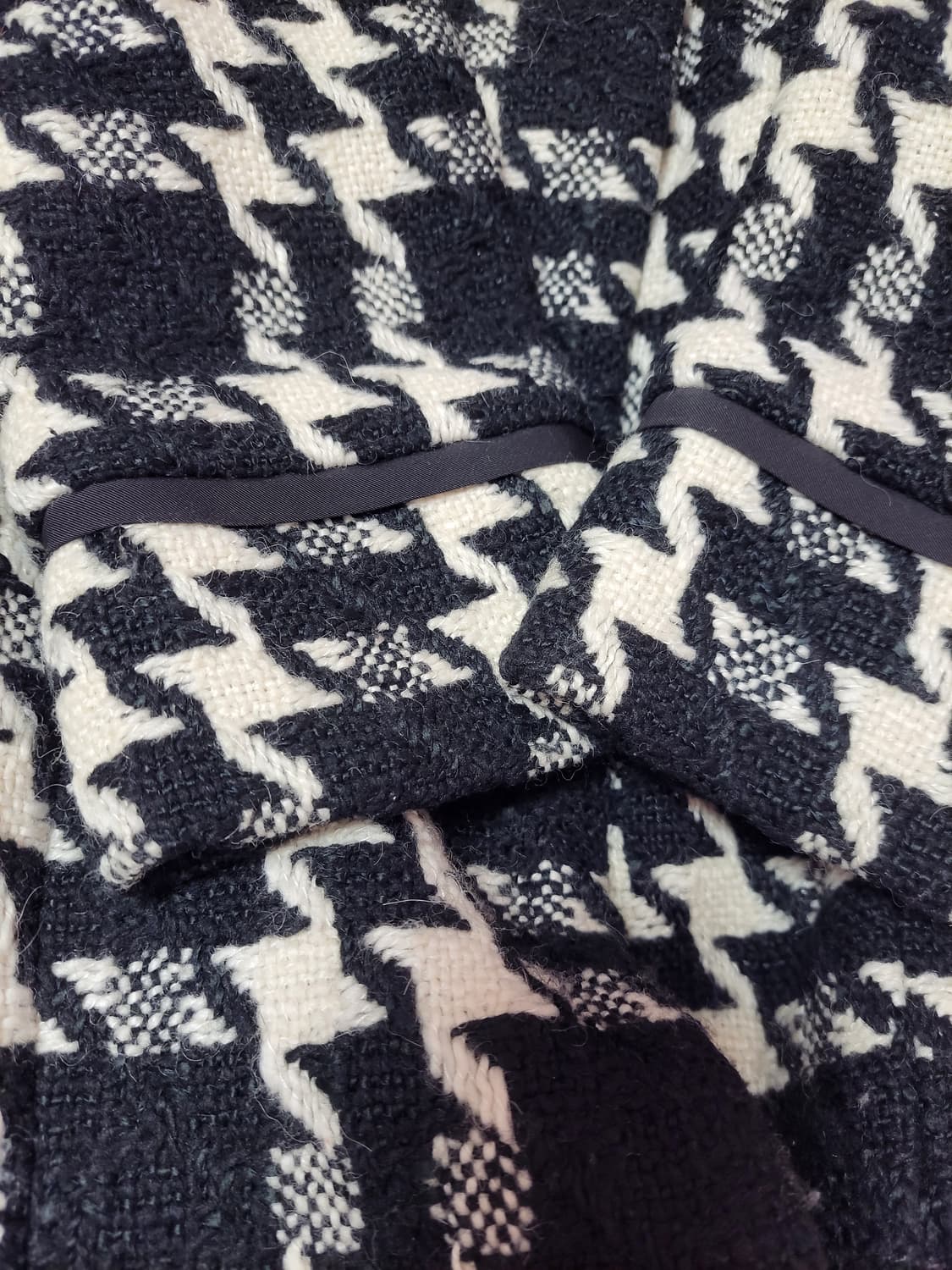 급처상태좋음!온앤온 샤넬,디올느낌 하운드투스체크 리본트위드코트 레니본st 상품이미지5