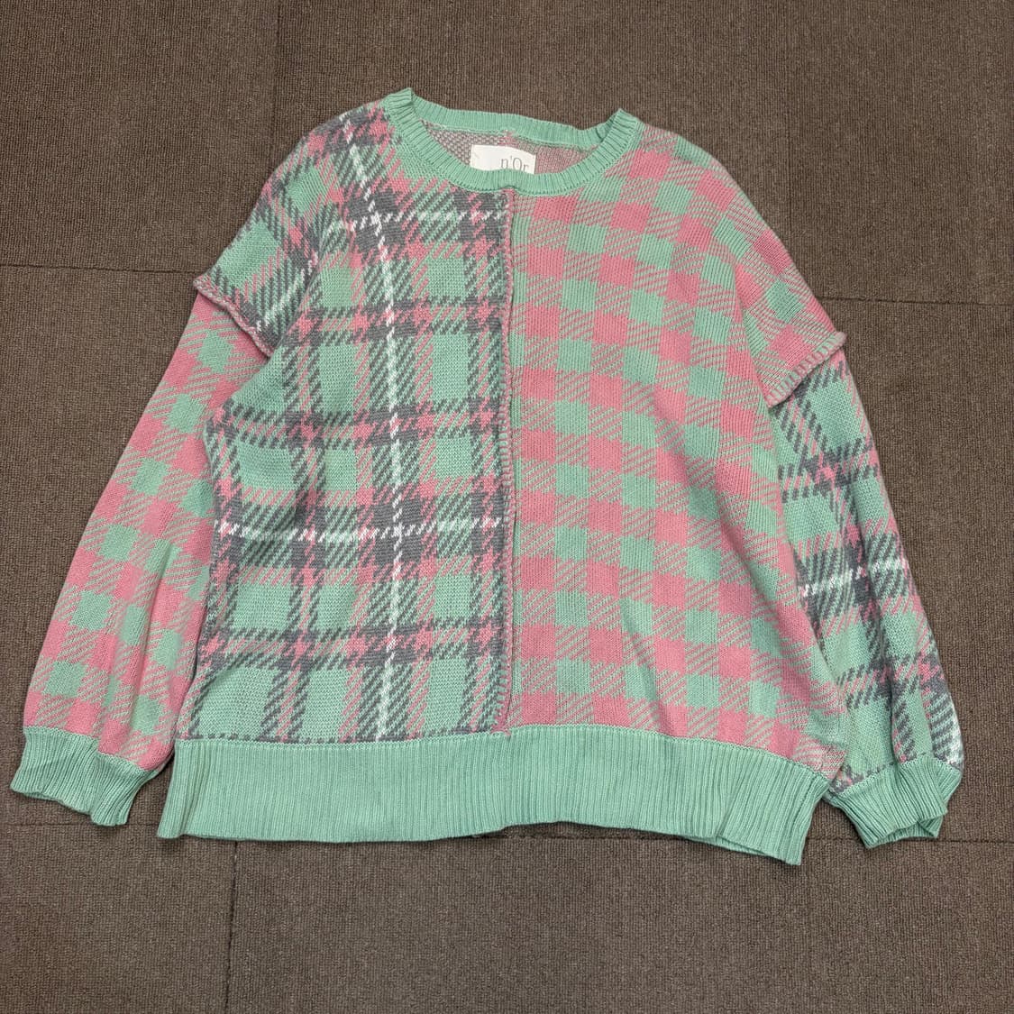 nOr japan  우먼스 해체주의 오버핏 체크 니트  상품이미지1