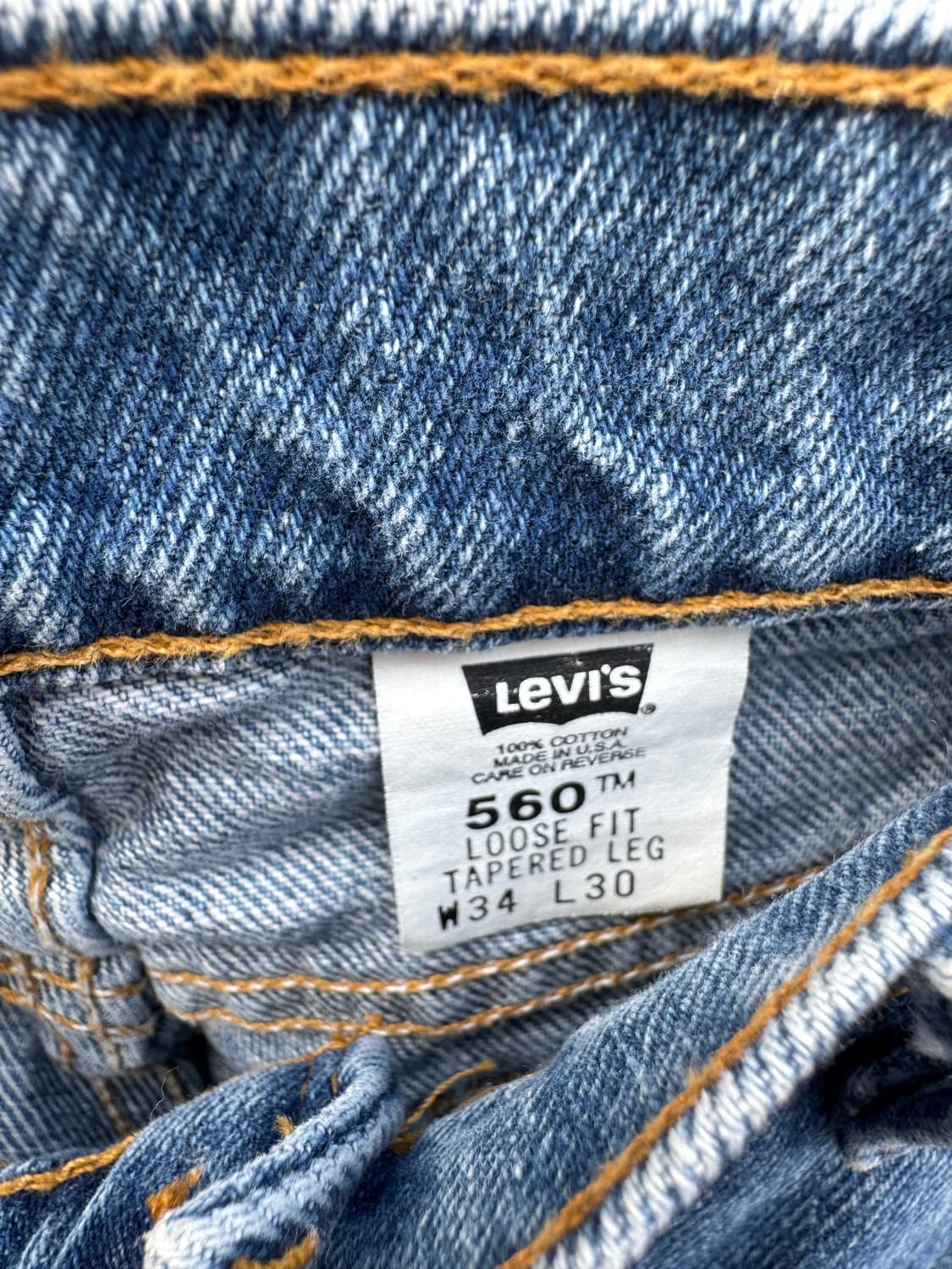 90s 리바이스 빈티지 560 루즈 테이퍼드핏 워싱 데님 팬츠 상품이미지7