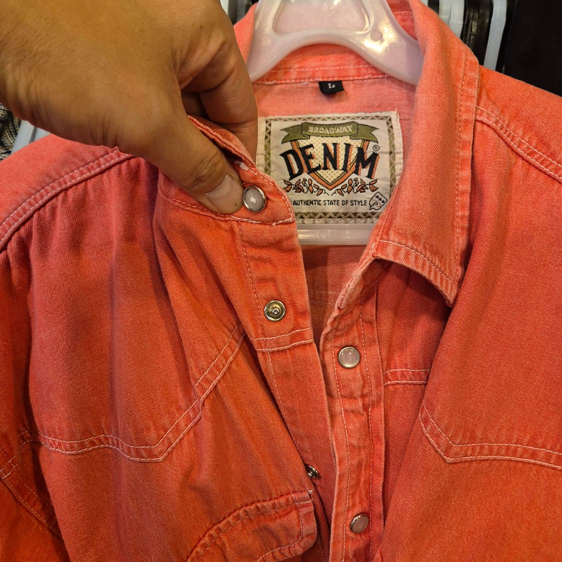 L~XL 피그먼트워싱 웨스턴 데님셔츠  상품이미지5