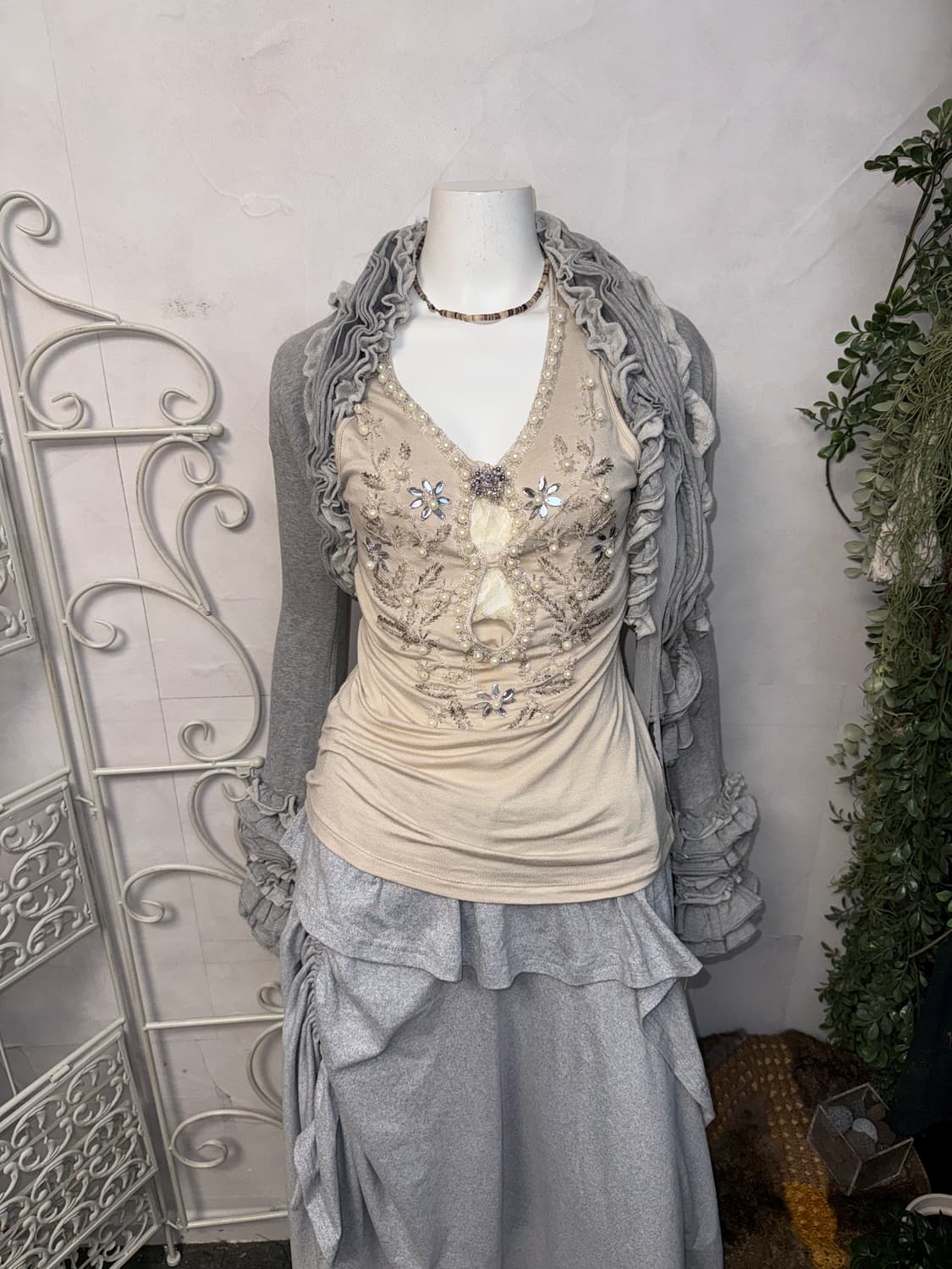 Gray grunge unbalanced shirring 가디건 상품이미지7