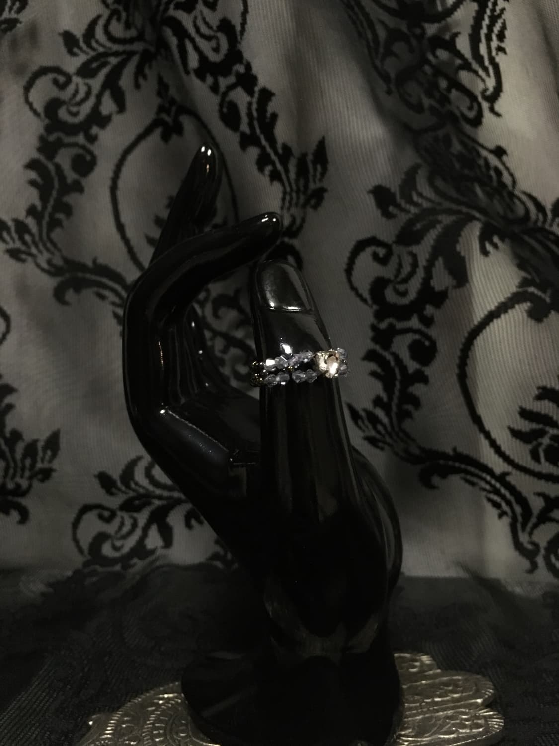 Vintage 스윙셋 레이어드 미니 하트 비즈 링 반지 그레이 블랙  상품이미지4