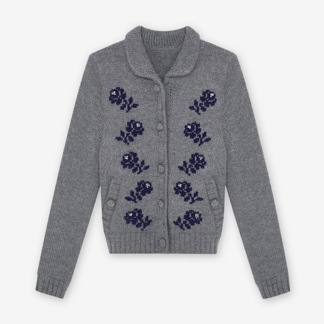 [8]슈슈통 25fw 자수 비즈 가디건/그레이 상품이미지2