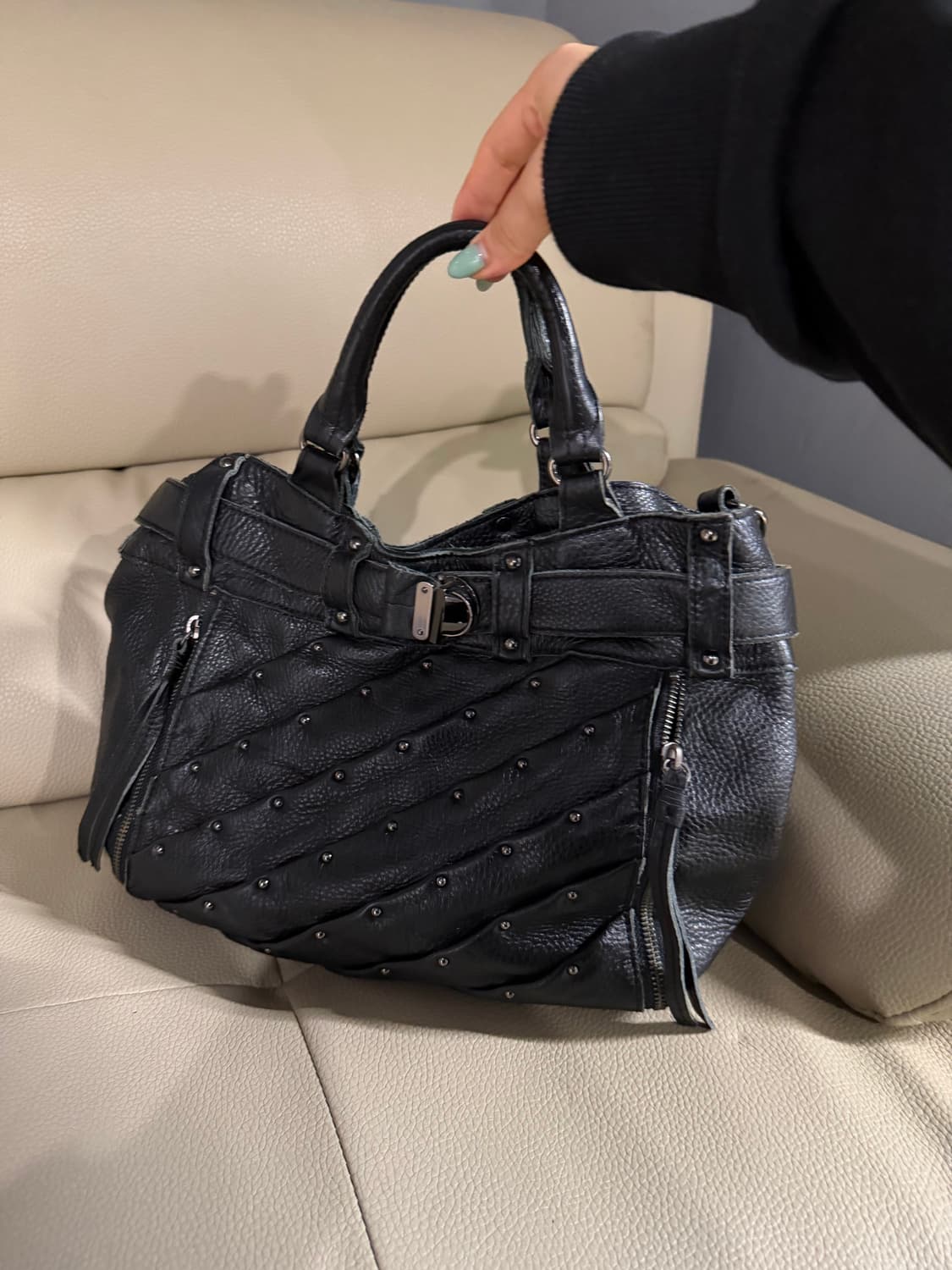 stud detail strap point real leather bag 상품이미지2