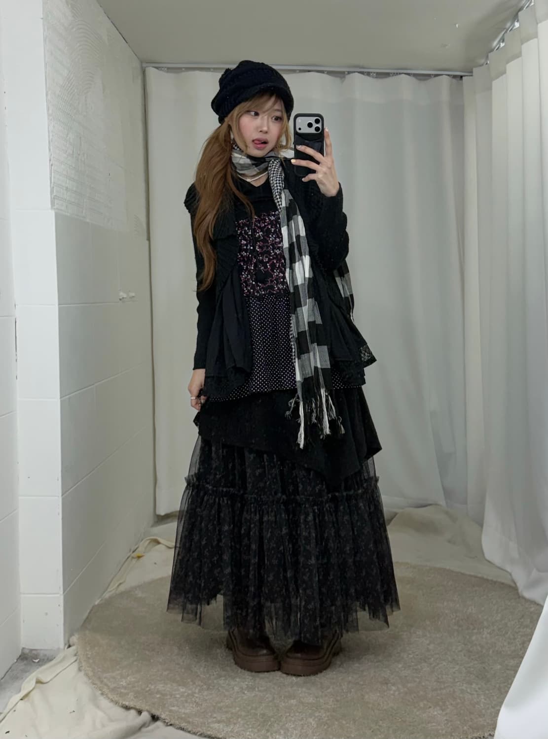 블랙 세실맥비 하구미 그런지 잔꽃 샤스커트 코디세트 상품이미지1