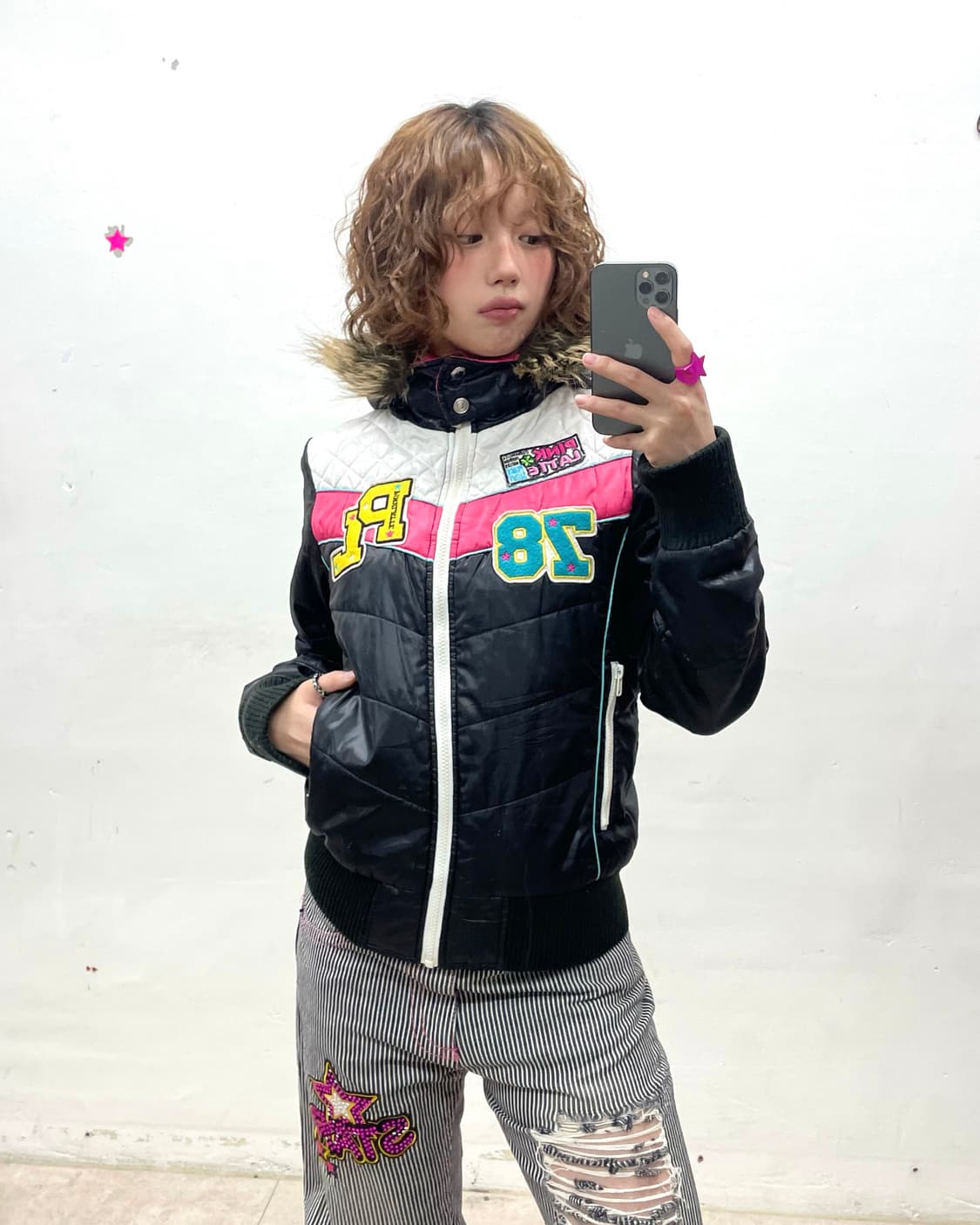 Retro Pink Letter 78 Padded 상품이미지1