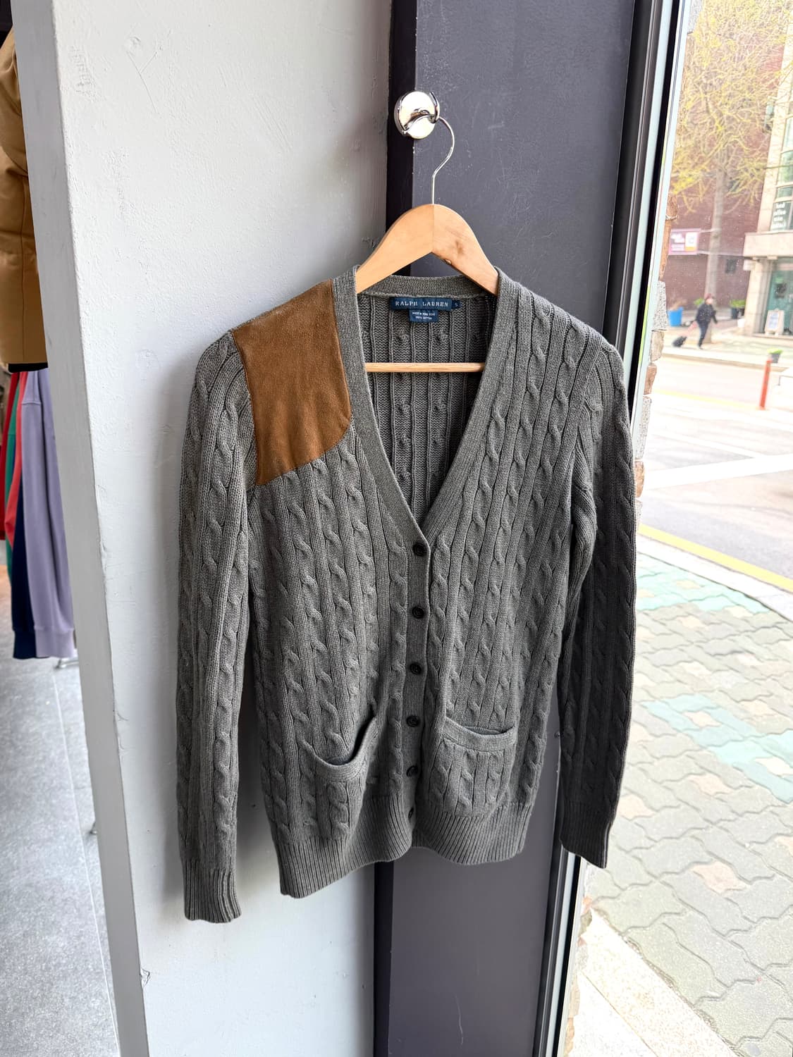 S/ 폴로랄프로렌 스웨이드 블랜딩 꽈배기 가디건 상품이미지2