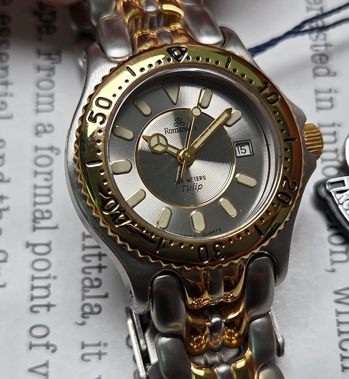 데드스탁] 빈티지 로만손 튤립 그레이판 벤츠핸즈 다이버쿼츠 여성용  상품이미지2