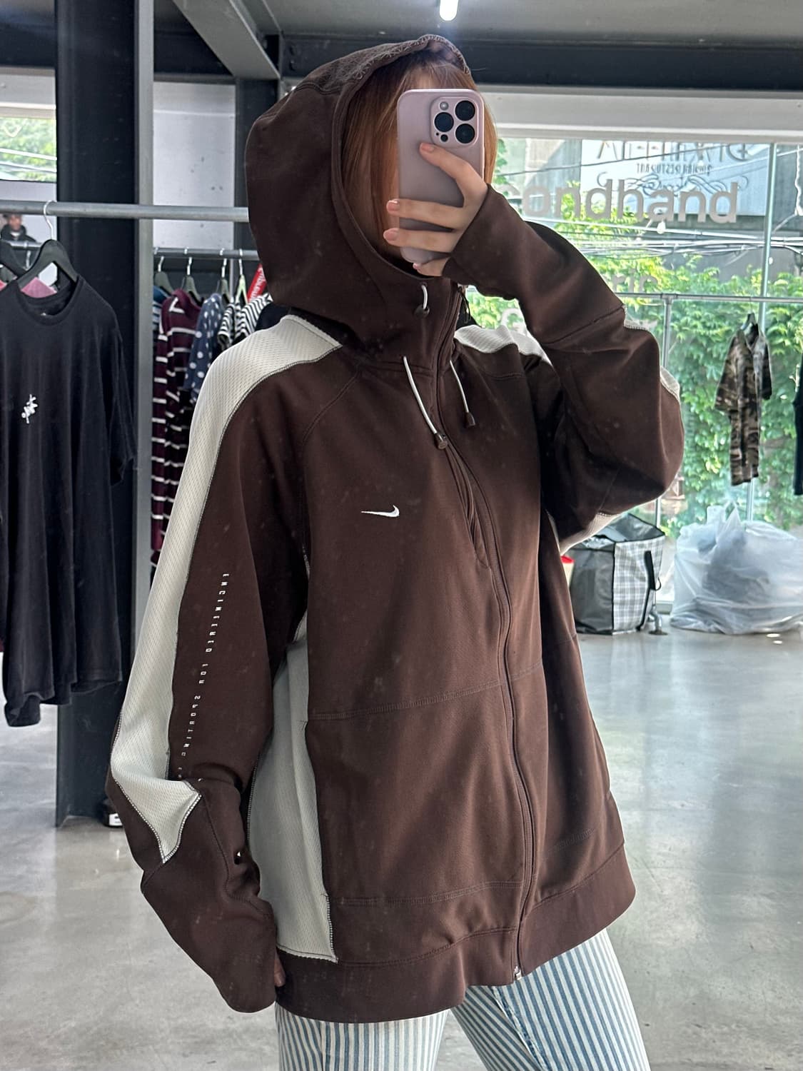 나이키 올드스쿨 핸드워머 테크팩 후드집업 초코바닐라 상품이미지1