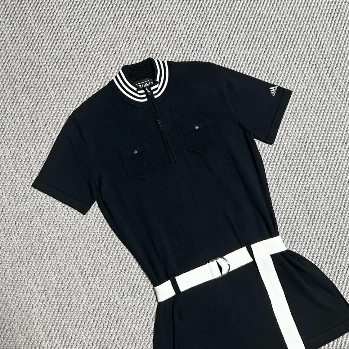 [L] adidas 아디다스 골프 우먼즈 니트 반팔 원피스 상품이미지2
