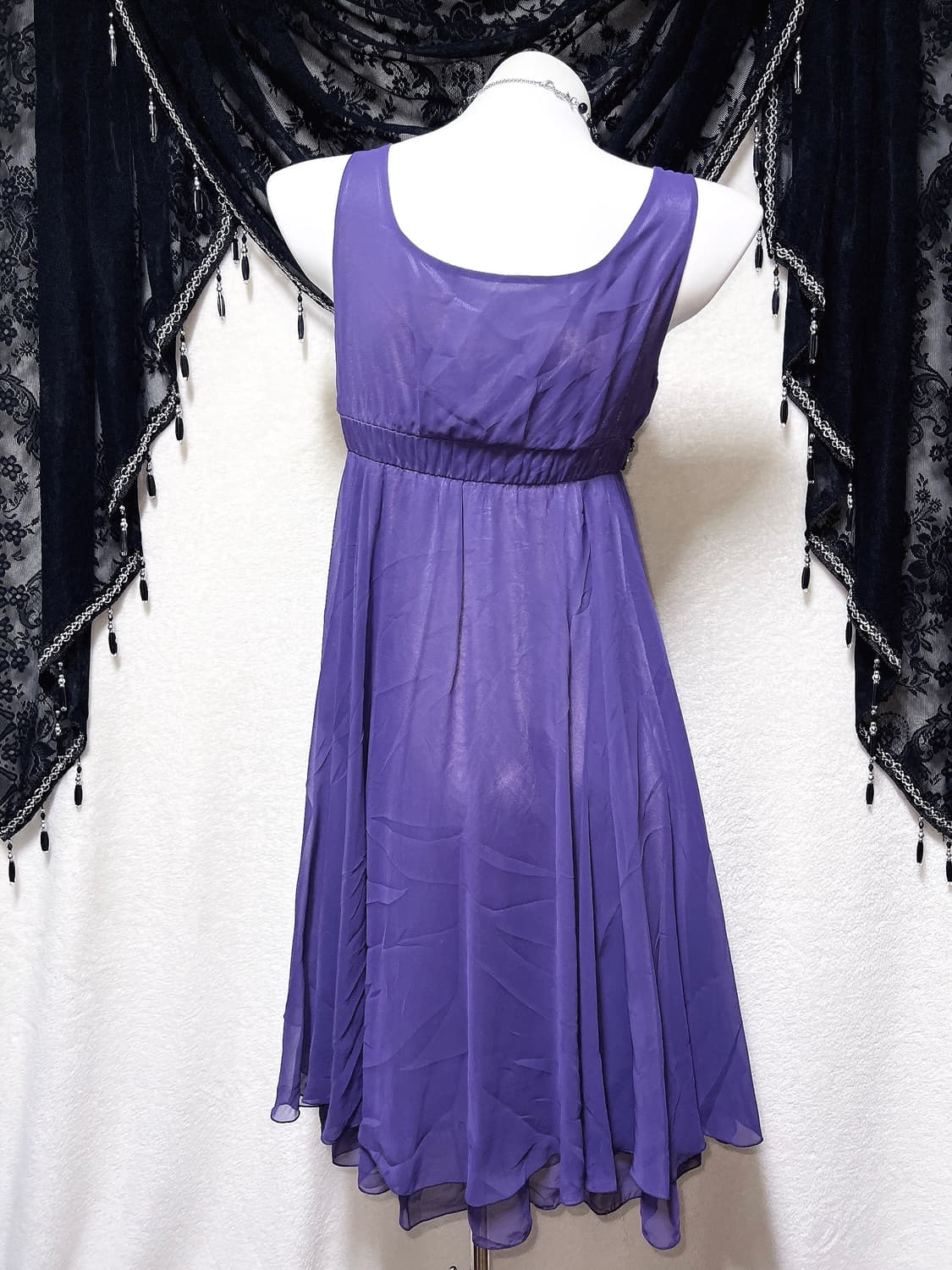 로맨틱고딕 고스로리 엔틱 슈슈룬 바닐라깔 퍼플 큐빅비즈 쉬폰원피스 드레스 상품이미지8