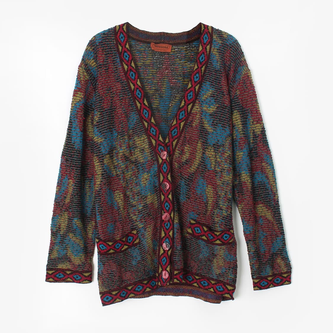 미쏘니 Missoni 빈티지 울 패턴 멀티컬러 니트 가디건 상품이미지1