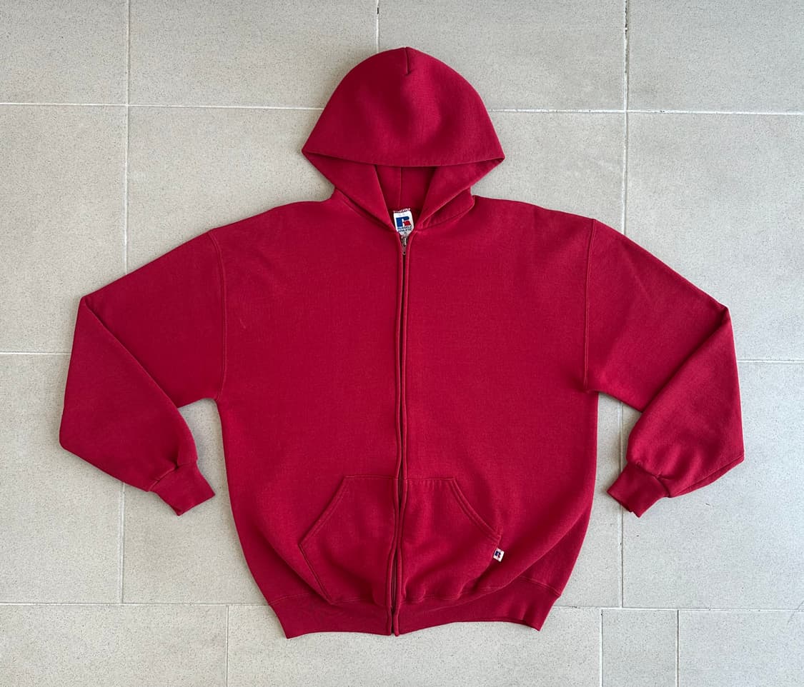 90s 빈티지 러셀 후드집업 레드 XL USA 상품이미지1