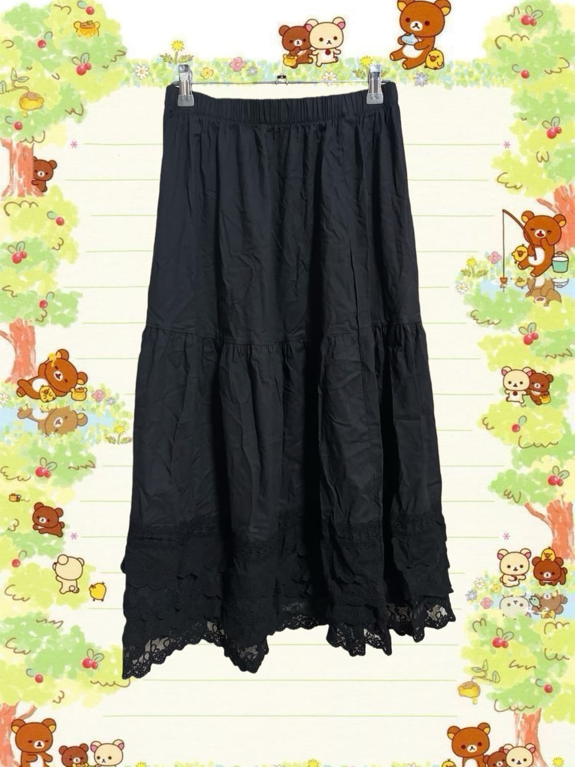 빈티지 블랙 레이스 롱스커트 상품이미지1