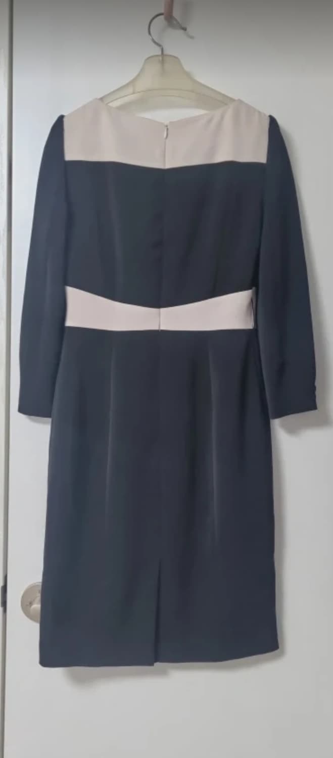 LYNN 린 블랙&베이지 배색 원피스 S (키작녀 정장 하객룩, 상견례룩 상품이미지2