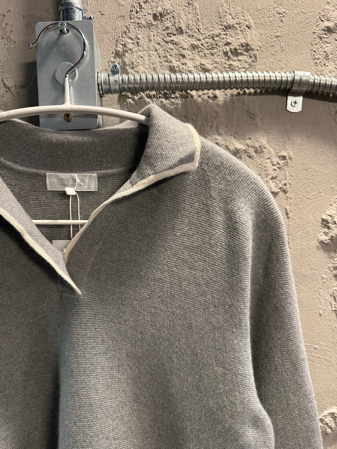 F 타임 TIME 포스트모던 캐시미어 하프집 니트 그레이 상품이미지3