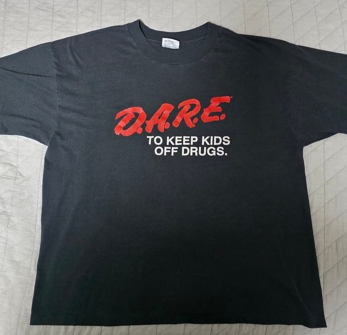 [XL] 90s 빈티지 DARE 티셔츠 블랙 ver.헤인즈3 Like L 상품이미지1