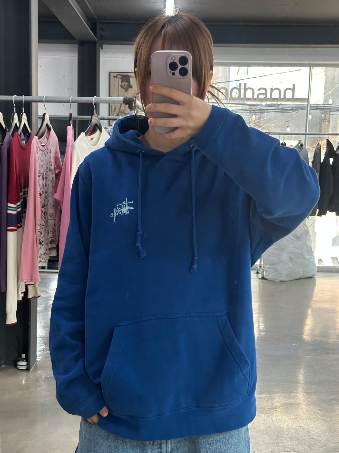 스투시 빅로고 블루민트 후드티 상품이미지3