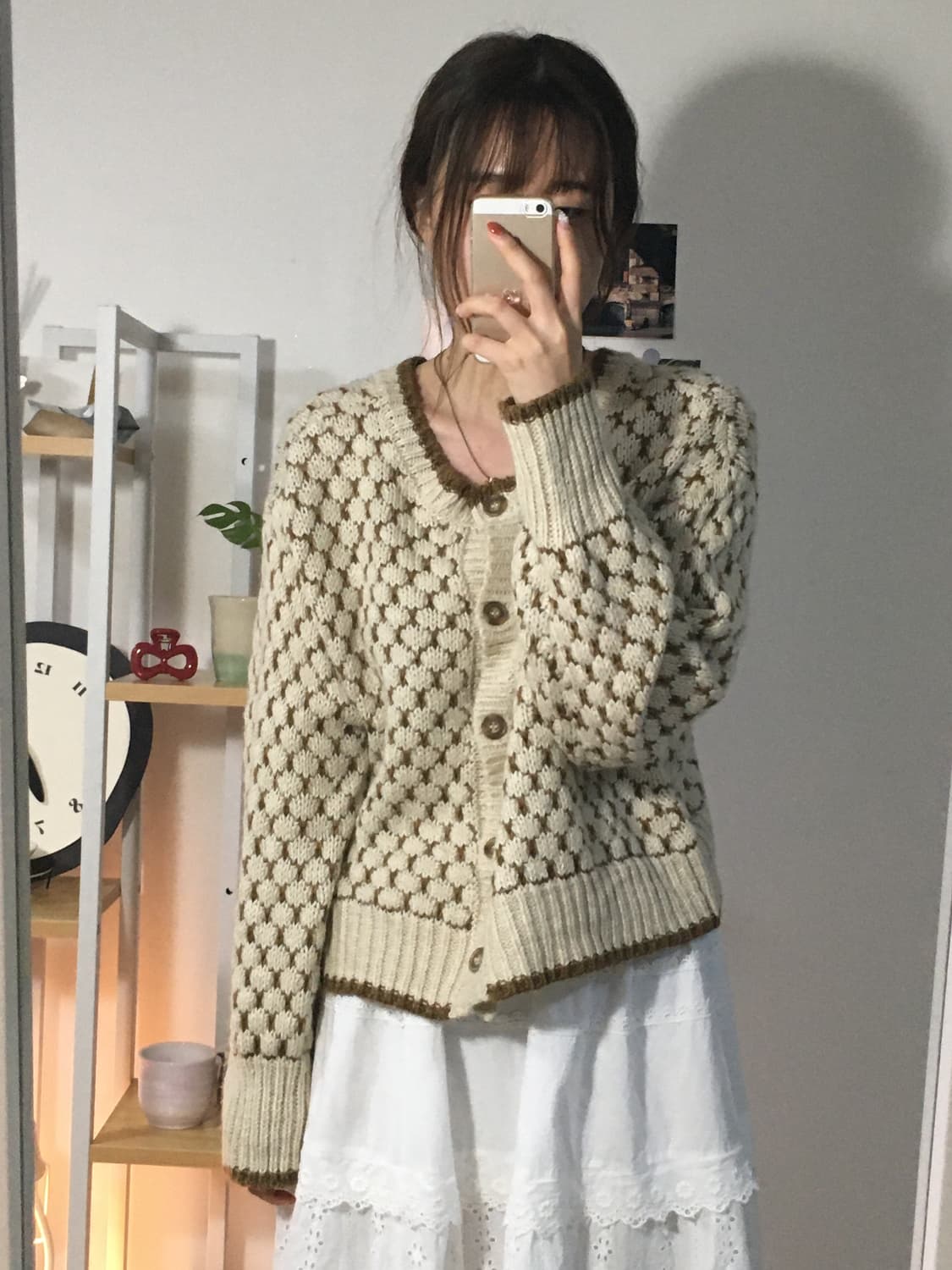 브라운 와플 가디건 상품이미지2