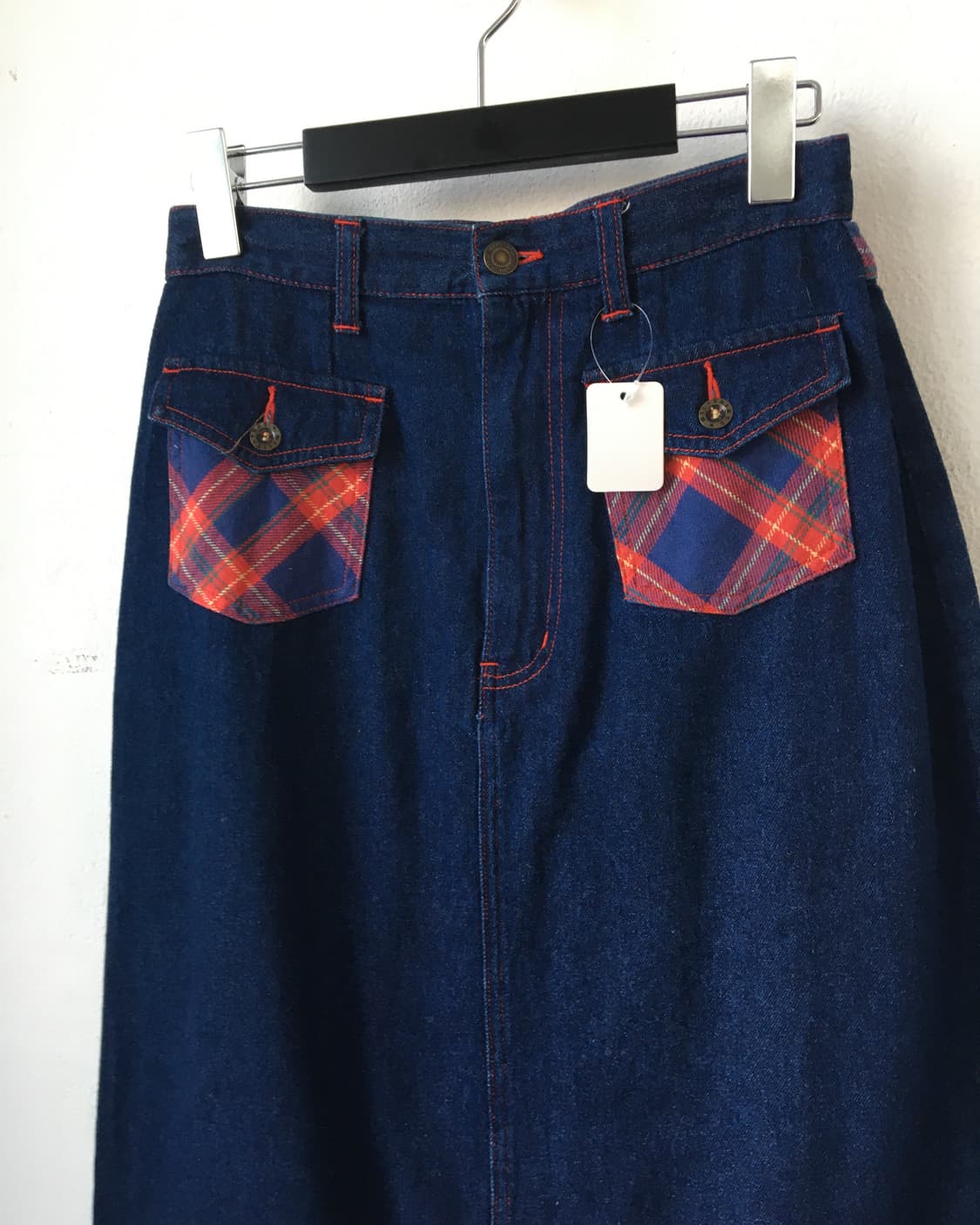 Check pattern layer denim skirt 상품이미지3